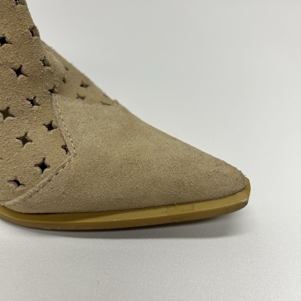 Newport News Suede Laser Cut Out Ankle Boots Booties Western Pointed Toe Size 6 - Picture 8 of 14